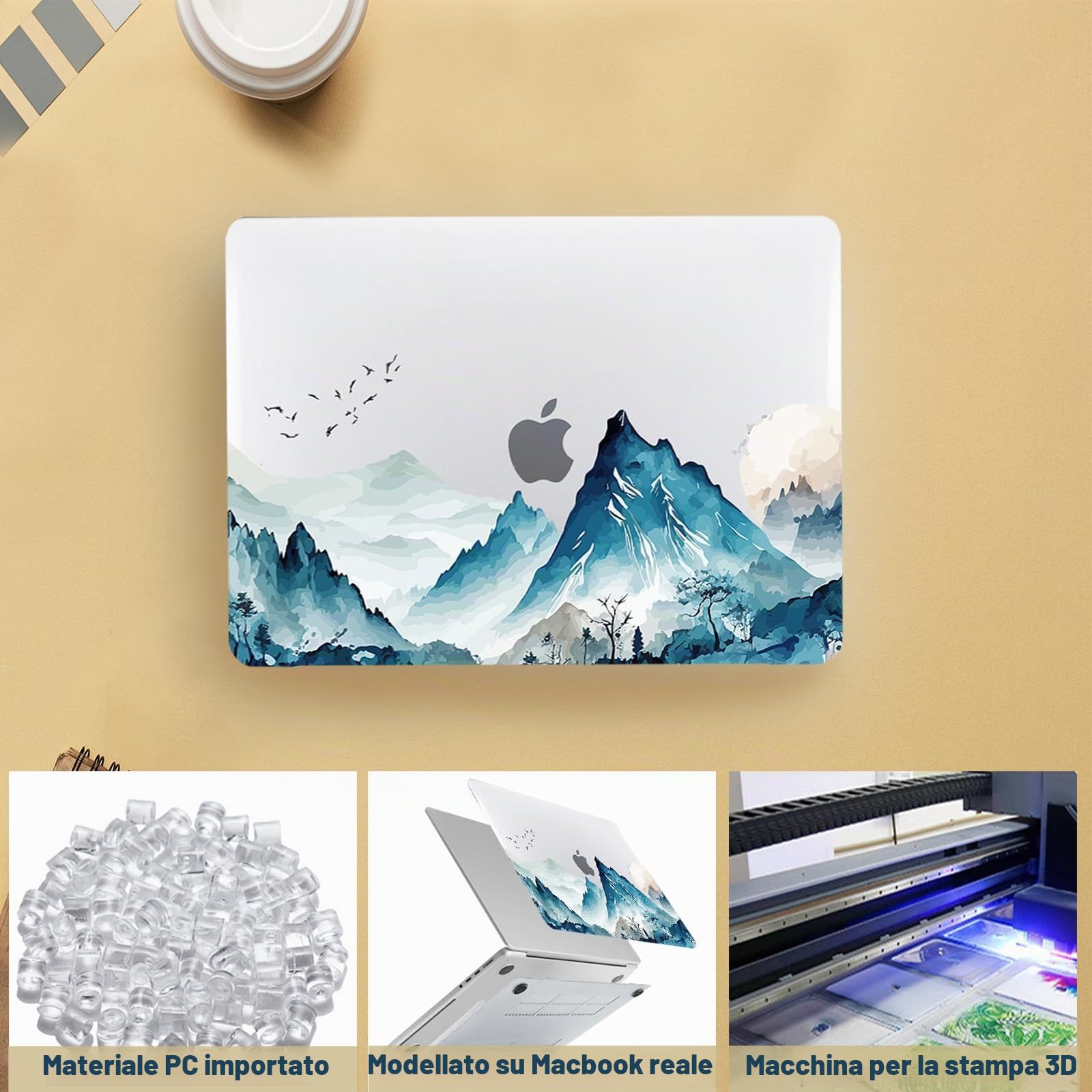 Custodia Laptop per Macbook Air 13 pollici M4 M3 M2,Versione 2025 2024 2022 A2681 A3113 A3240,Case Cover Duro Protection in Plastica per Apple Macbook Air 13,6",Montagna Verde
