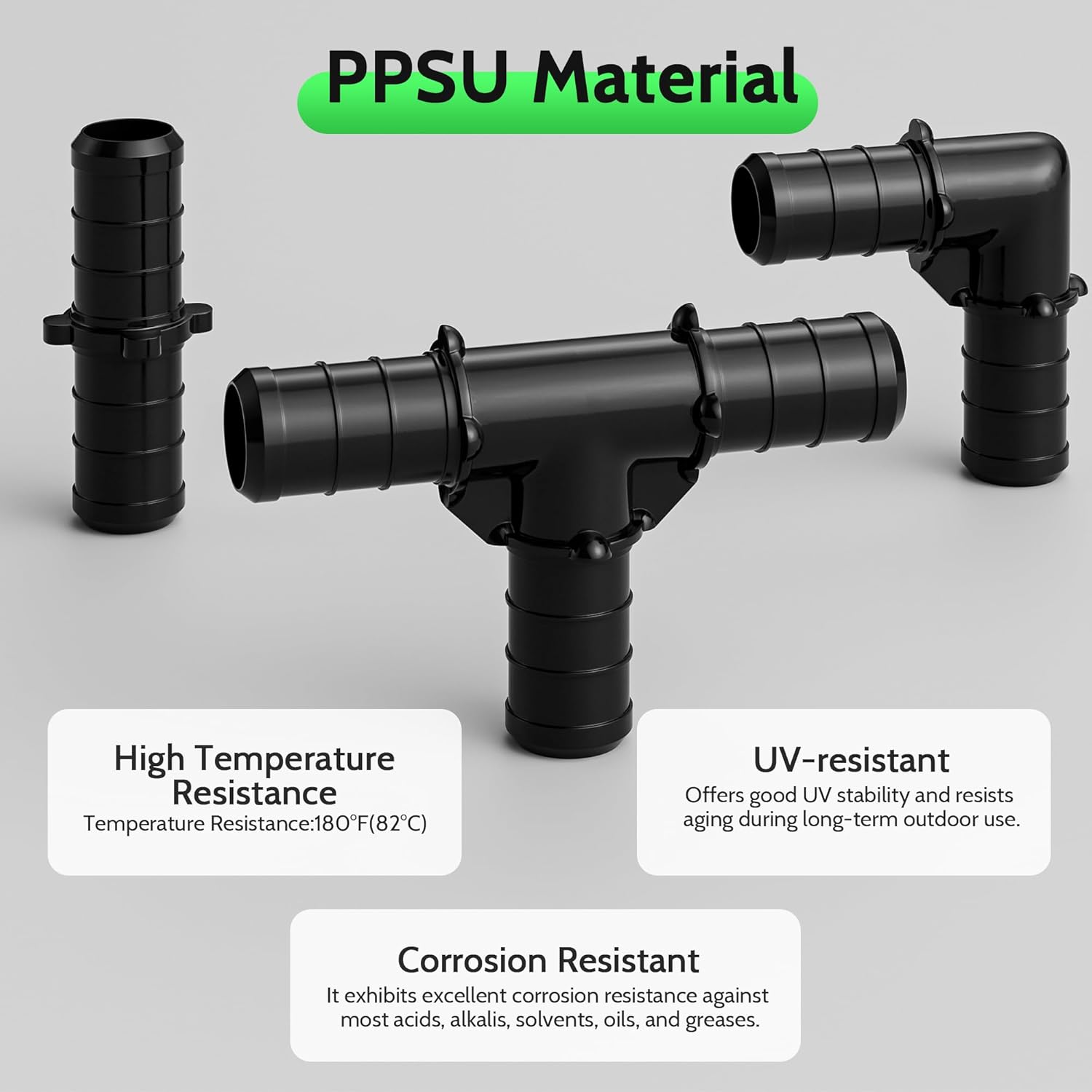VINTEX 1/2" Poly PPSU Barb Crimp PEX Fitting,30pcs Plumbing Fitting Combo,10pcs Each Elbows,Tees,Straight Couplings,Suitable For Pex Piping Systems,No Lead Material,1/2 Inch