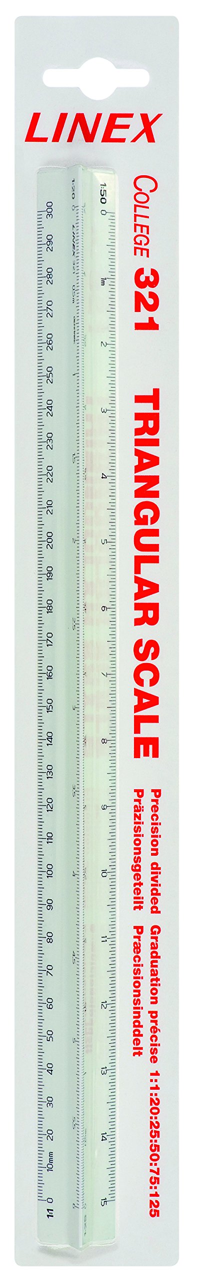 Linex College gama 321 30 cm Triangular Escala – Blanco