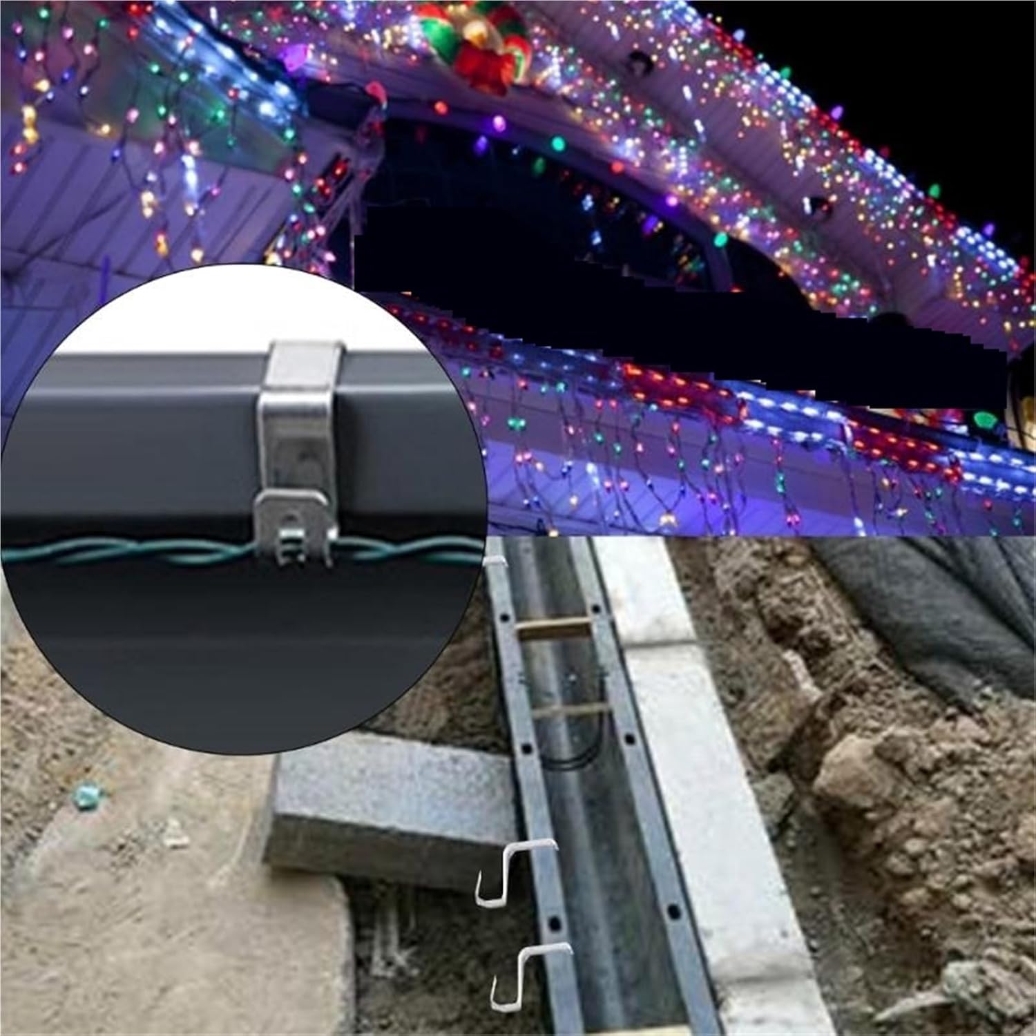 Gutter Clips for Hanging 200pcs Gutter Hook for Quick Setups of Outdoor Display