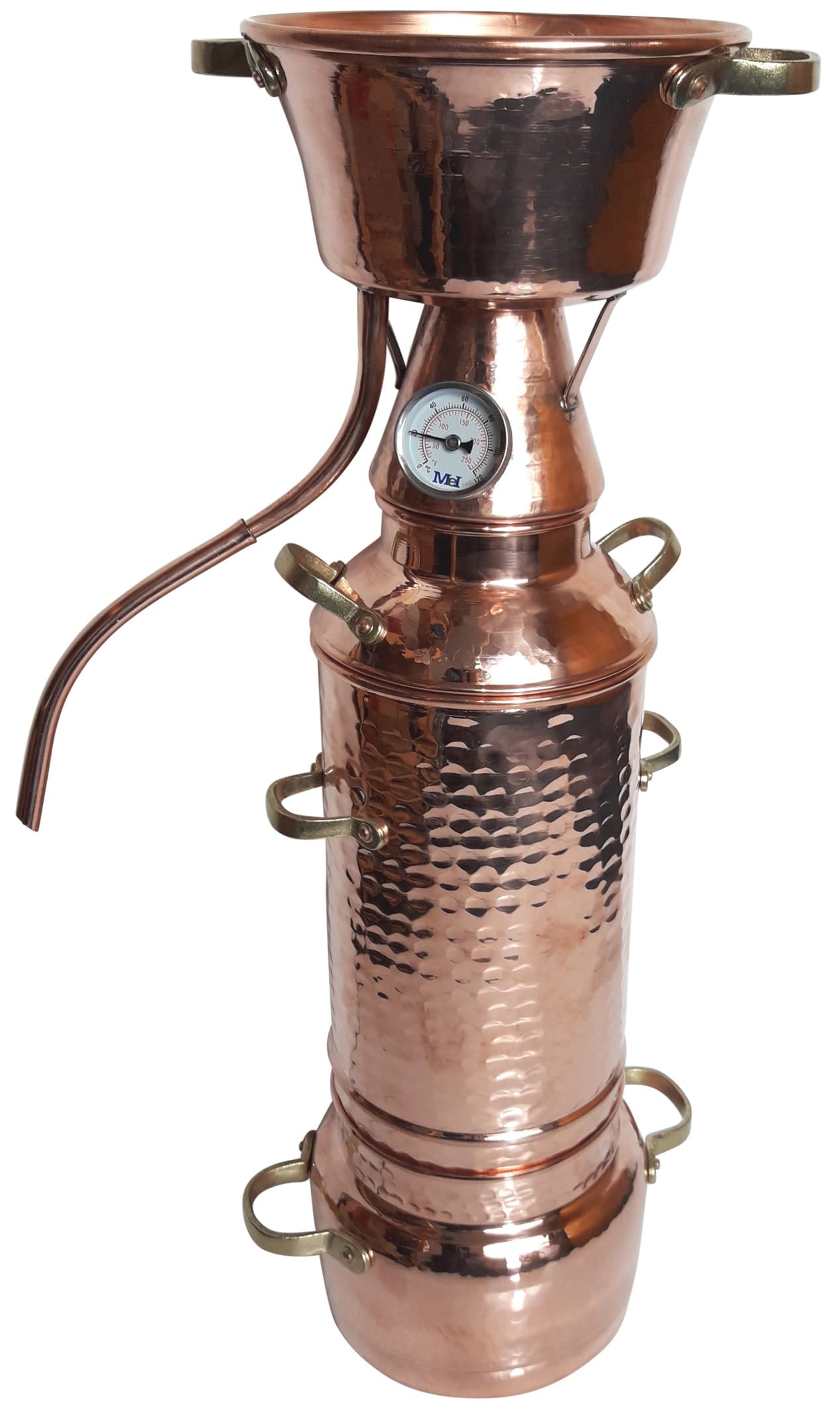 2L Alquitara Destille mit XXL-Kolonne | Destillieranlage zur Herstellung ätherische Öle (inkl. Thermometer)