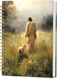 Christian Notebook Journal,Religious Gifts Notebook,Jesus and Lost Sheep Spiral Notebook for Women,Church Notes Notebook,Religious Gifts for Women Men,5.5x8.3 Inch