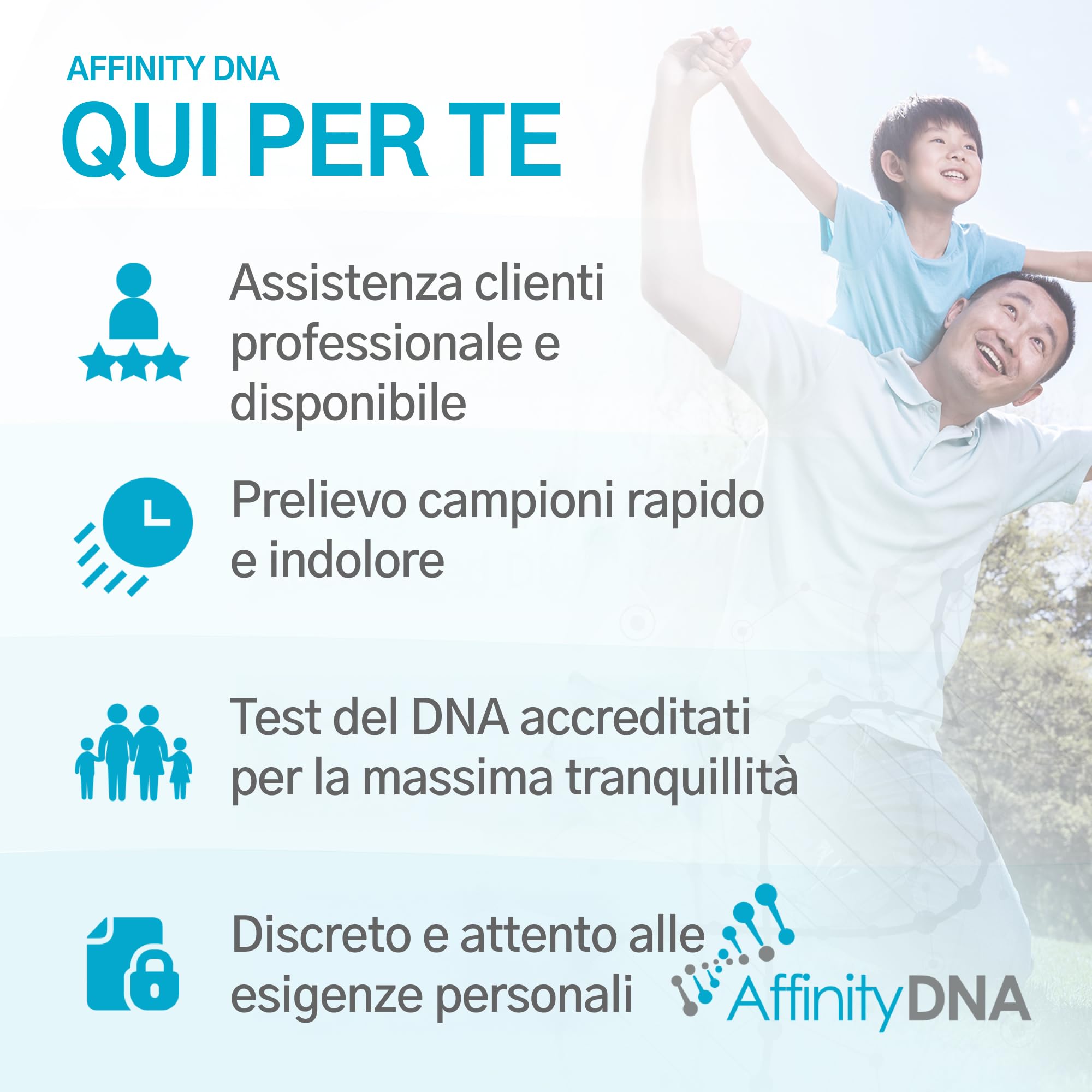 Kit per Test DNA di Paternità - Test Genetico con Tamponi Buccali Accurato al 99,99% | per Padre e 1 Figlio 21 Loci | Esito in 4 Giorni Lavorativi | Senza Costi Aggiuntivi