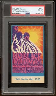 Cream Fillmore Auditorium Ticket 1968 Black Loading Zone Ticket PSA 6 Authentic
