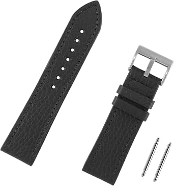 Black Stitched Floter Genuine Leather Sports Watch Cord Strap 20-22-24-26mm