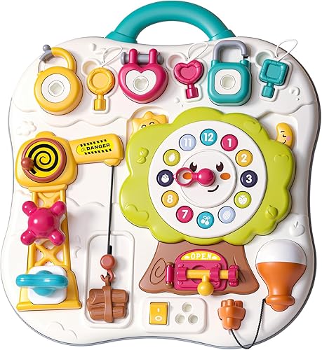 DOLIVE Tablero de actividades Montessori Toys para niños pequeños, tablero sensorial para bebés con interruptores de luz, actividad de aprendizaje