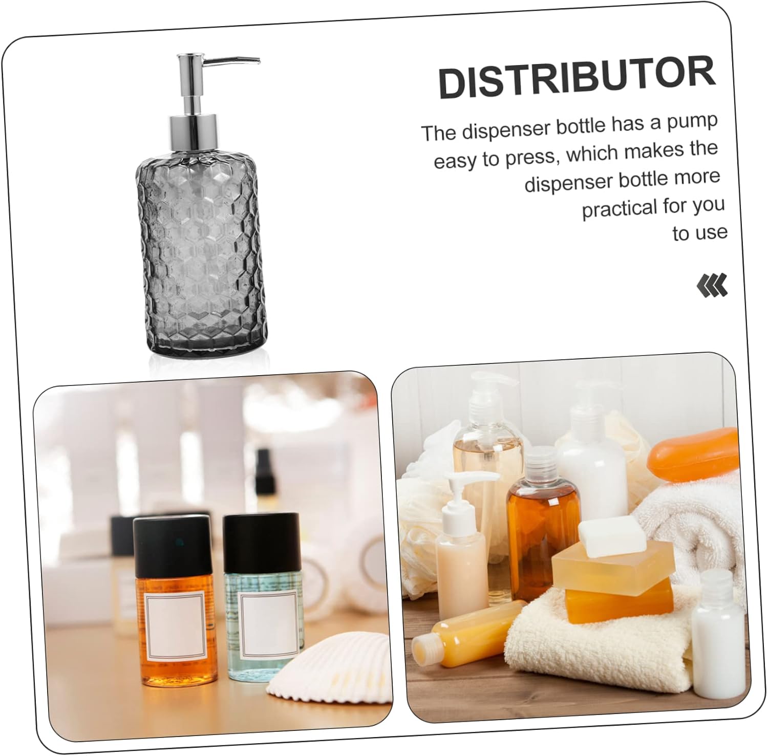 Multi-Function Glass Pump Dispenser Bottle Elegant Soap Lotion Storage for Bathroom Kitchen Leak Design for Shampoo Shower Gel and Hand Soap Use