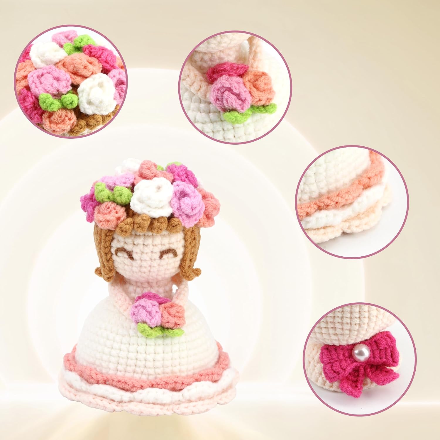 Reversible Crochet Bouquet Flower Doll 2026 New Cute Handmade Bride Cross Dressing Wedding Dress Dolls Funny Knitted Graduation Birthday for Women and Girlfriend