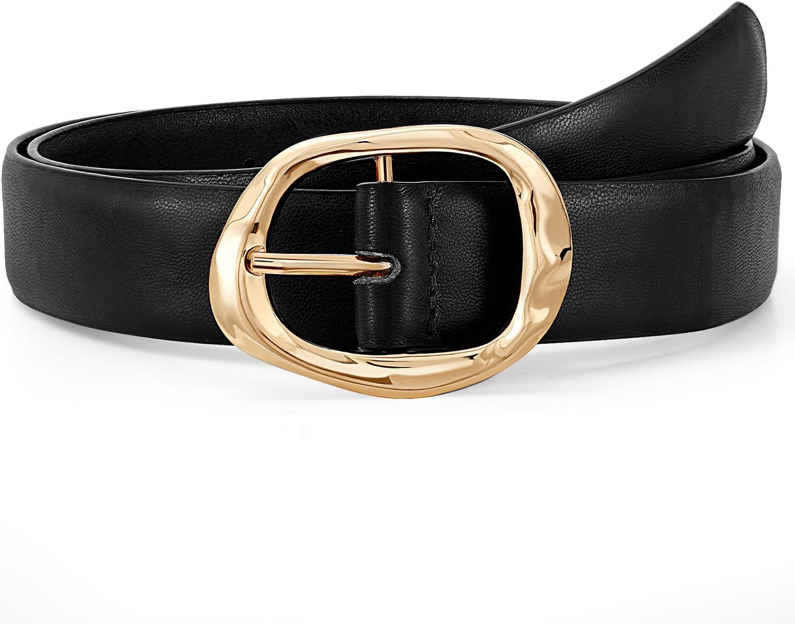Women Leather Belt for Jeans Pants Ladies Casual Waist Belt Fashion Women Belt with Gold Buckle