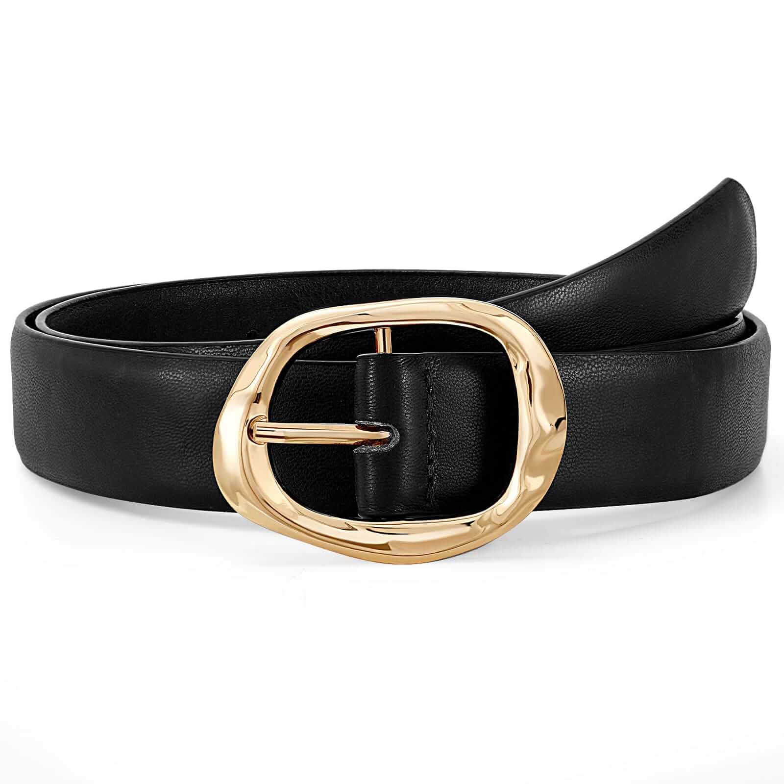 Women Leather Belt for Jeans Pants Ladies Casual Waist Belt Fashion Women Belt with Gold Buckle