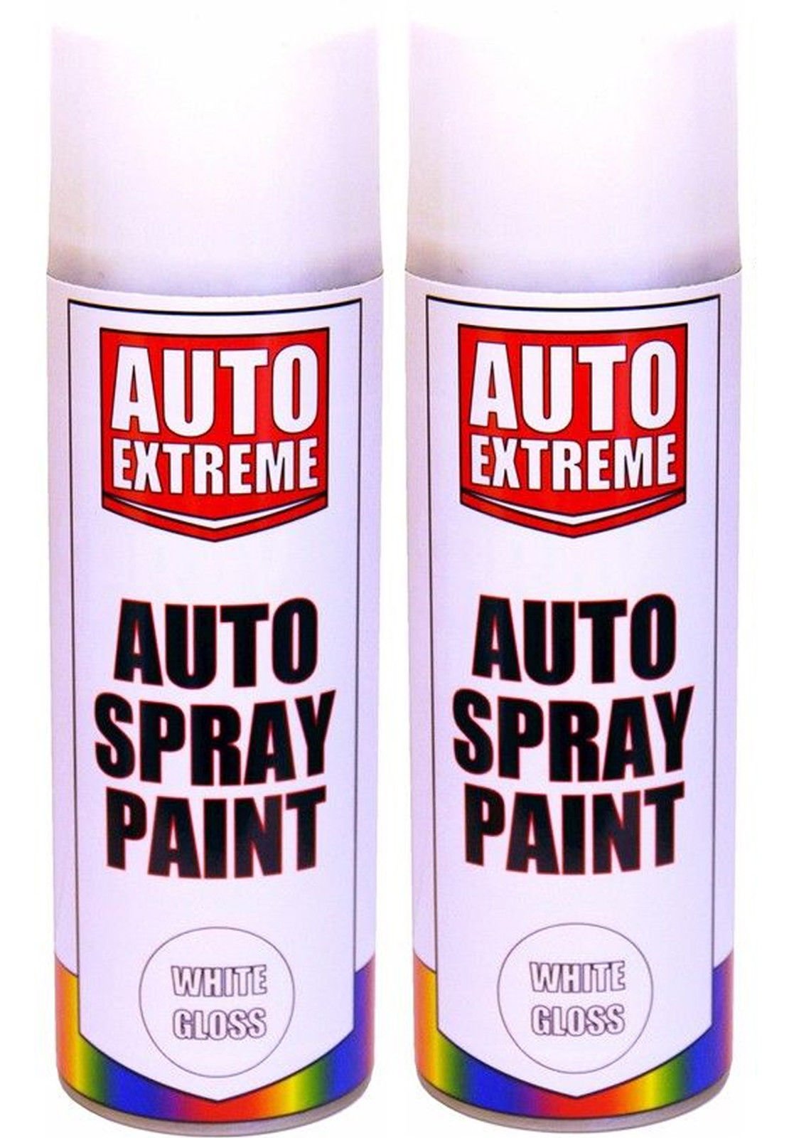 ZUMZ 2 X NEW AUTO EXTREME WHITE GLOSS AUTO SPRAY PAINT AEROSOL CAN CAR BIKE VAN 500ML PACK SET OF 2