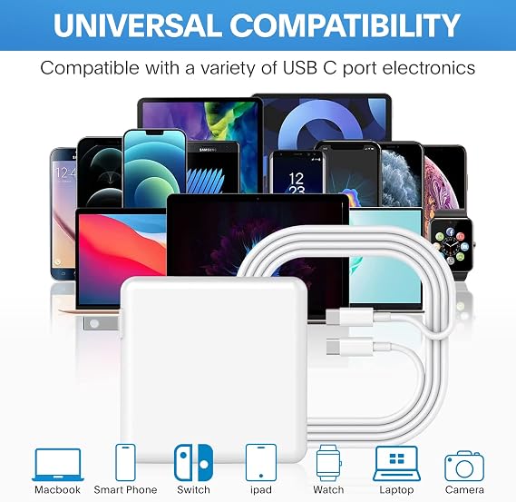 Mac Book Pro Charger - 118W USB C Charger Fast Charger Compatible with MacBook Pro/Air, M1 M2 M3 M4 M5, ipad Pro, Samsung Galaxy and More, Include Charge Cable