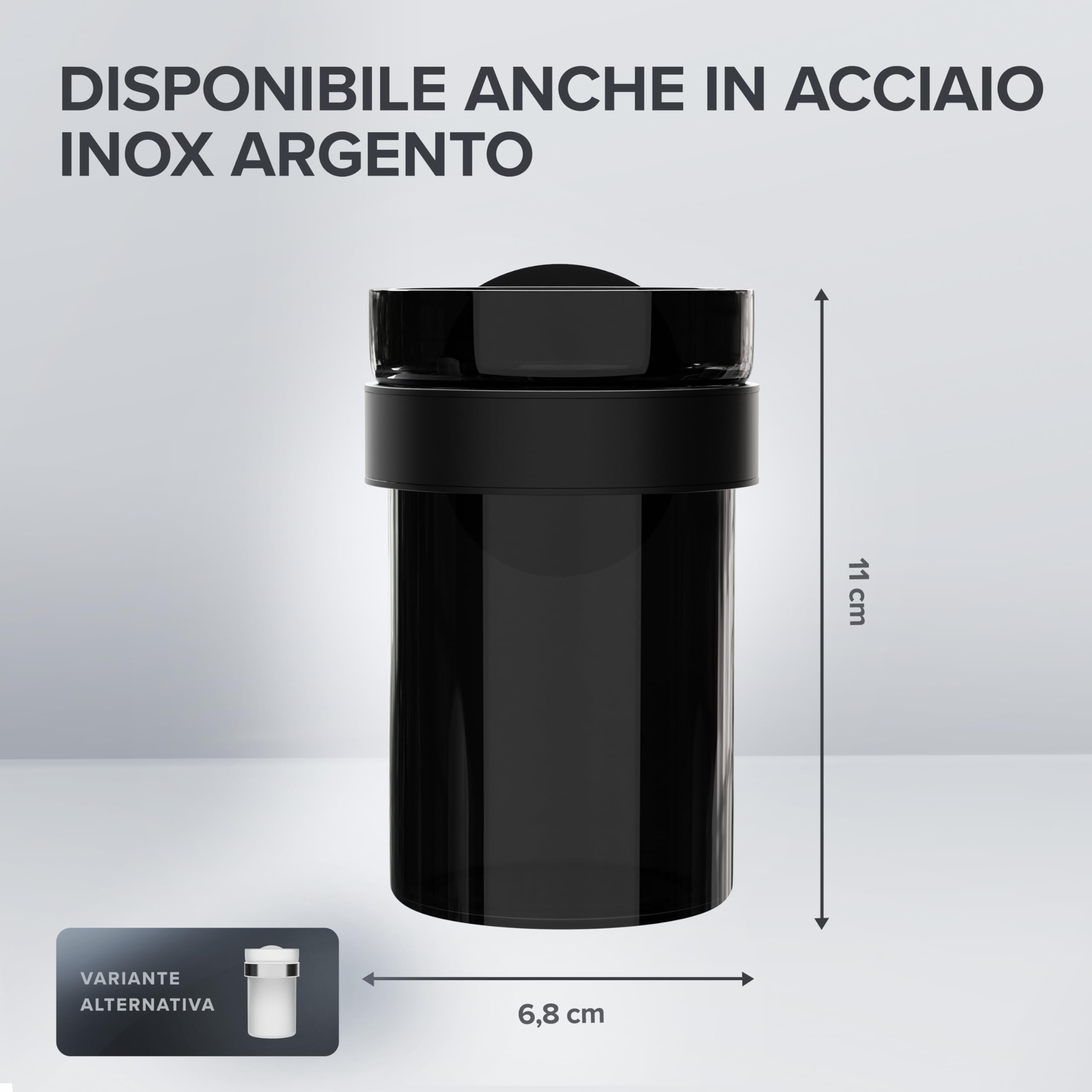 ovimar Engeloya Bicchiere per spazzolini da denti | nero | senza foratura | in vetro e acciaio inox per il bagno | con bicchiere estraibile e porta spazzolino da denti | da attaccare alla parete