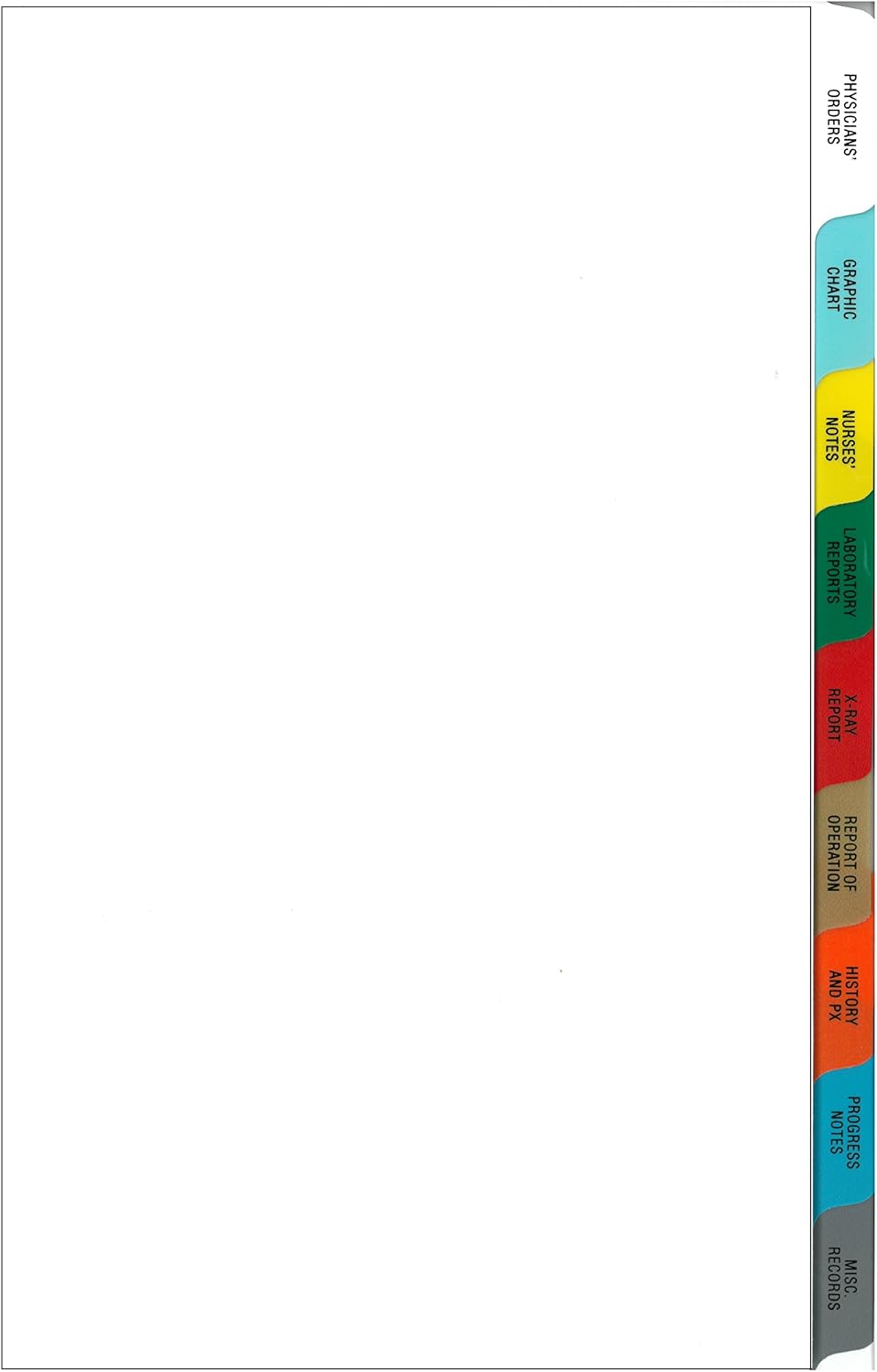 Omnimed 220911 16 Tab Preprinted Poly Chart Dividers with Side Open