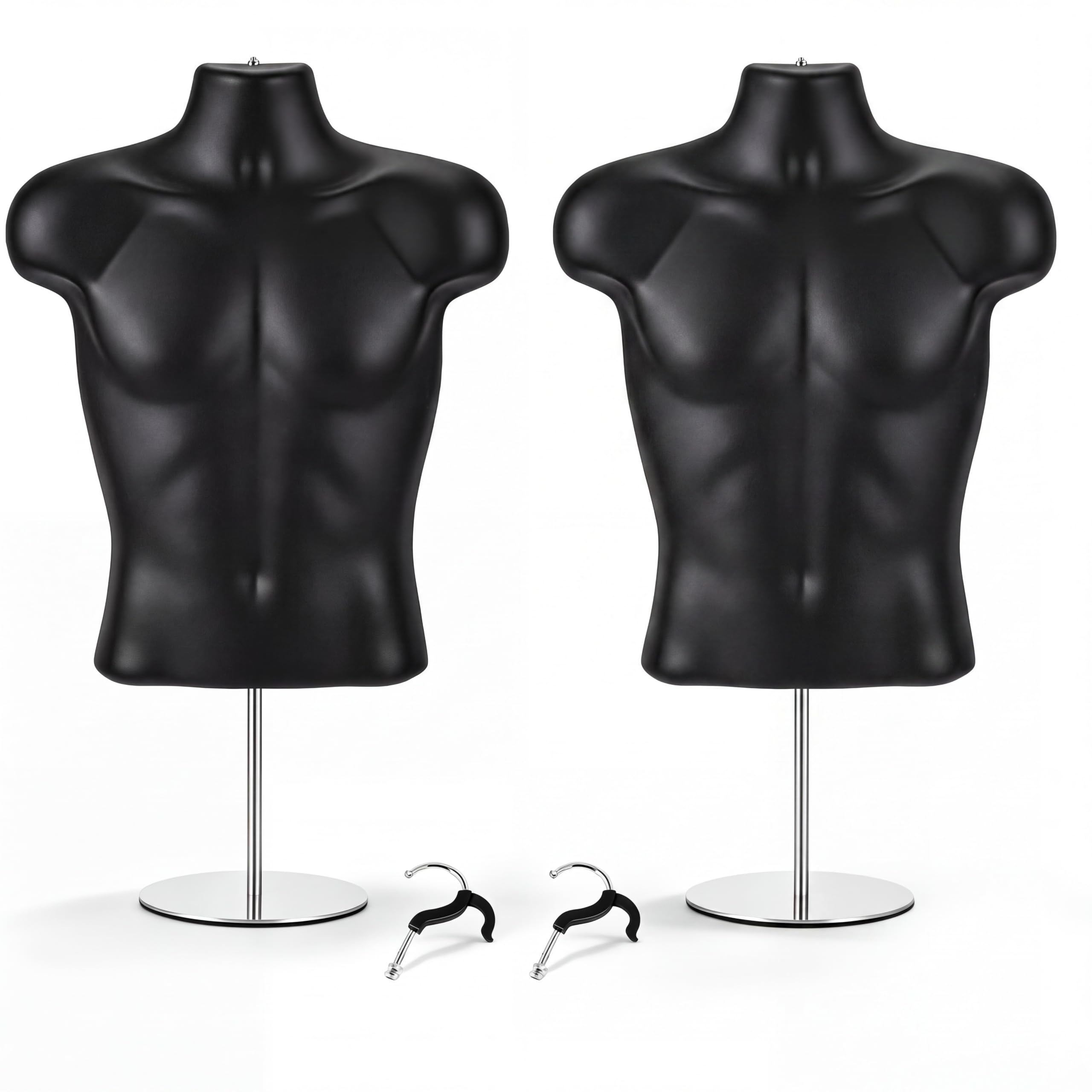 Photo 1 of ** MISSING STANDS**Geetery 2 Pack Male Mannequin Torso Display Set with Metal Stands