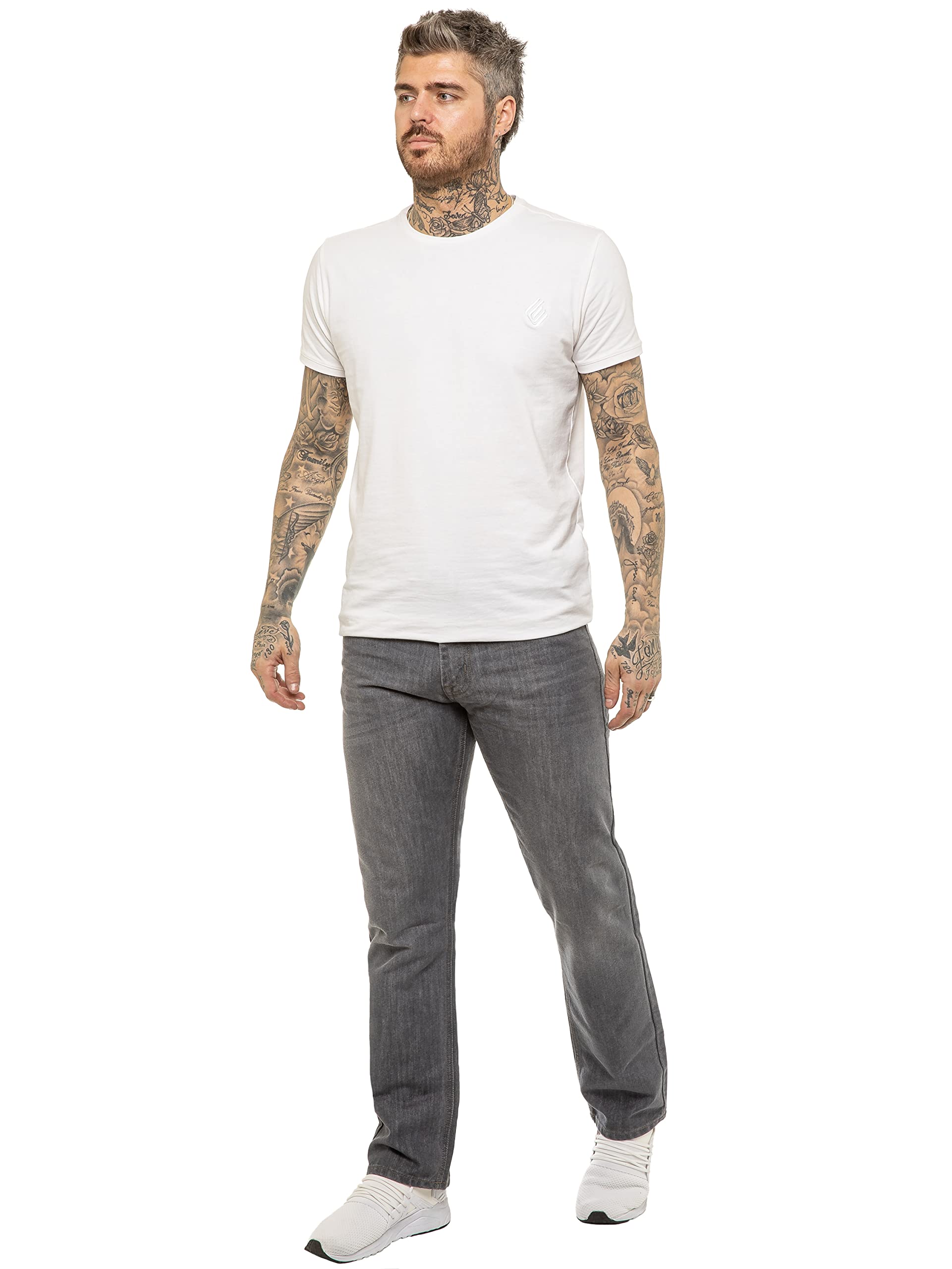 Pantalon Jeans Coupe Regular Coton Homme avec Ceinture