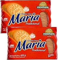 KIT 2X Biscoito Bolacha - Maria - Crocante - Tradicional Mosmann 400g - Ideal para Receitas - Tortas e Pavê - Sobremesa - Café da Manhã - Chá