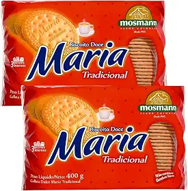 KIT 2X Biscoito Bolacha - Maria - Crocante - Tradicional Mosmann 400g - Ideal para Receitas - Tortas e Pavê - Sobremesa - Café da Manhã - Chá