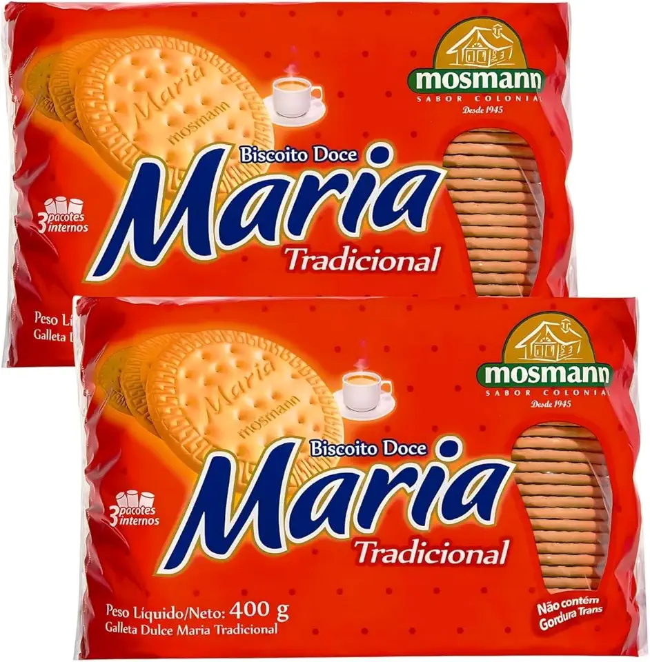 KIT 2X Biscoito Bolacha - Maria - Crocante - Tradicional Mosmann 400g - Ideal para Receitas - Tortas e Pavê - Sobremesa - Café da Manhã - Chá