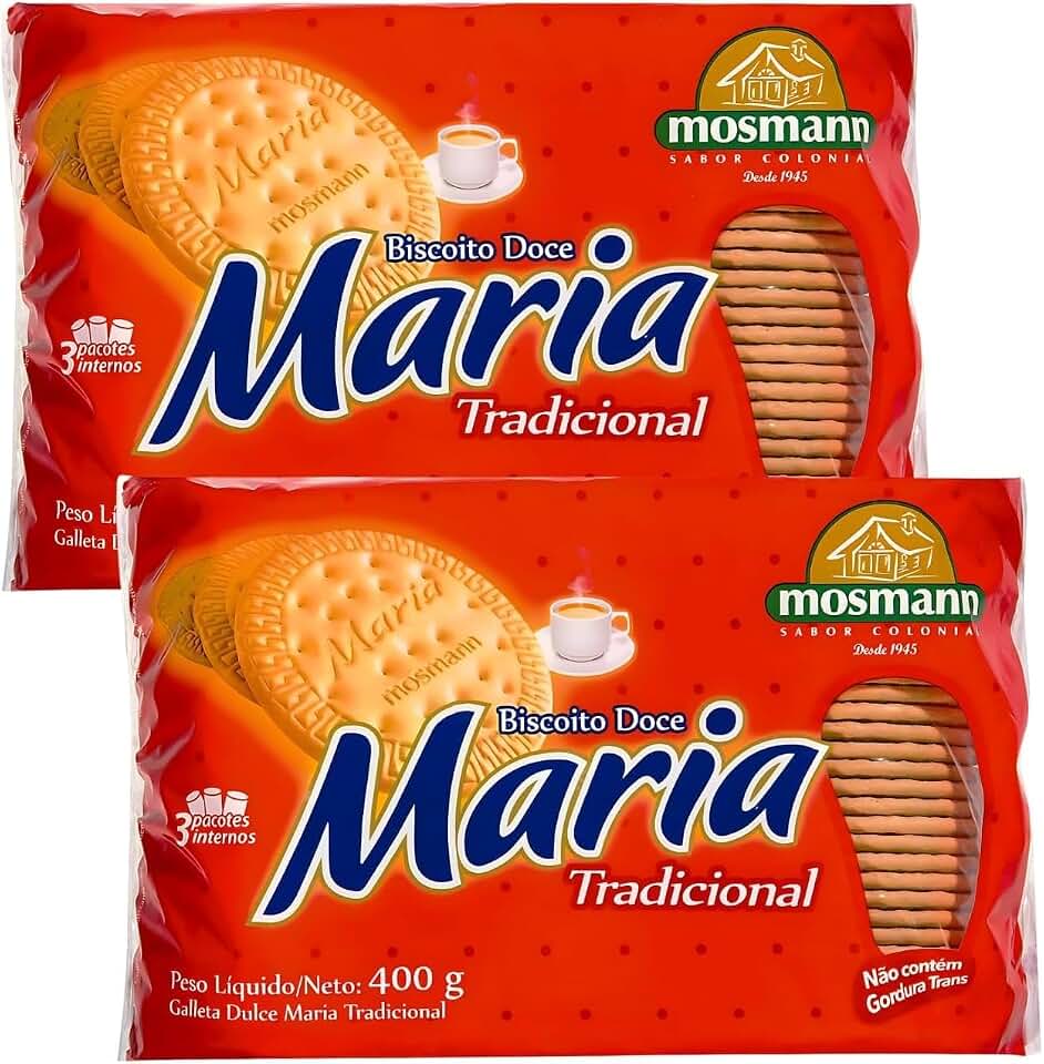 KIT 2X Biscoito Bolacha - Maria - Crocante - Tradicional Mosmann 400g - Ideal para Receitas - Tortas e Pavê - Sobremesa - Café da Manhã - Chá