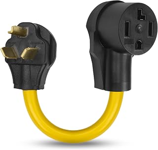 3 Prong to 4 Prong Dryer Adapter, NEMA 10-30P Male Plug to 14-30R Female Receptacle Connector, 30 Amp 125V/250V Convert Cord, 10AWG Heavy Duty 180° Rotating for Older House Outlet RV Generator(1FT)