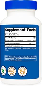 Nutricost Vanadium + Chromium (2mg) 180 Vegetarian Capsules, Gluten-Free | GMO-Free Vanadium Supplement