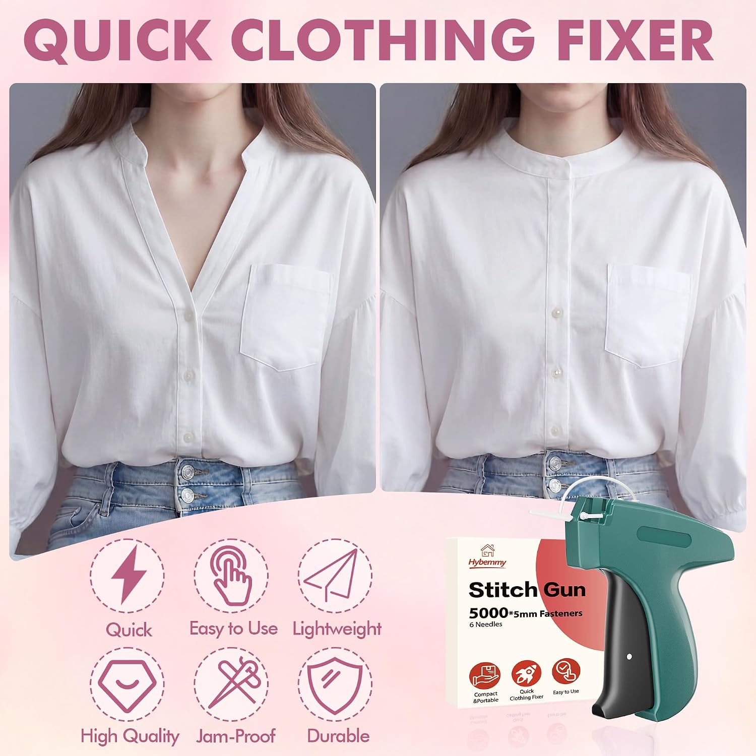 Stitch Gun for Clothes, Tagging Gun, Quick Clothing Fixer, Green image 4