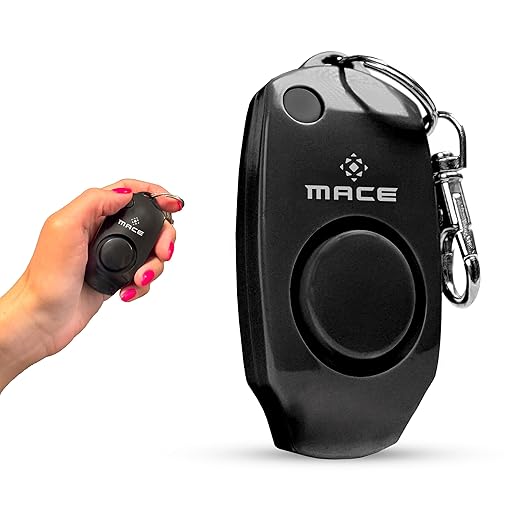 Mace Brand Personal Alarm Keychain (Black) – Emits Powerful 130dB Alarm, Includes Built-in Keychain and Mini LED Light – Batteries Included, Great for Self-Defense