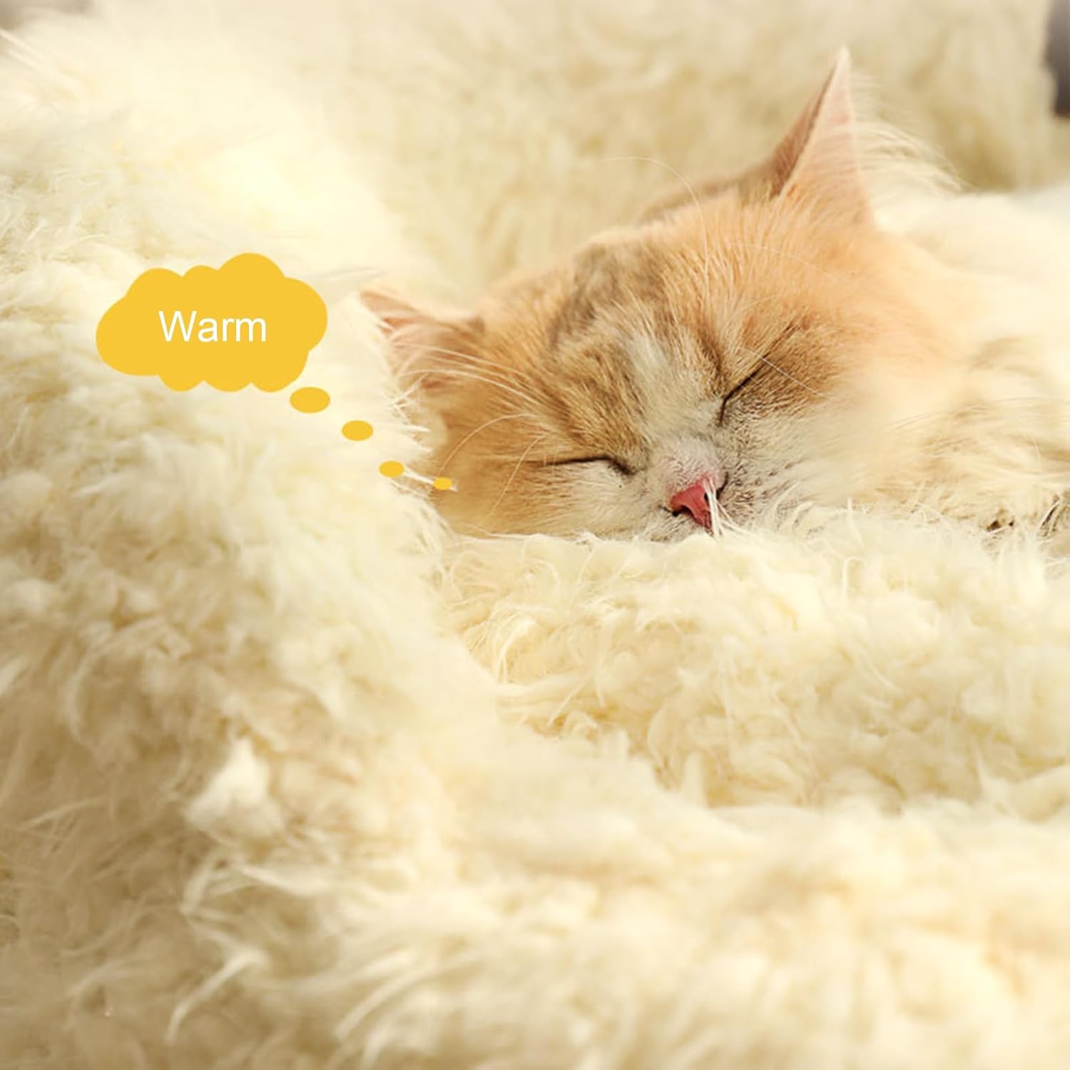 review Cut Alpaca Pet Bed for Small Medium Large Dogs & Cats, Calming Dog Bed Cat Beds with Detachable Plush Pads Anti-Slip Bottom Raised Edges, Cat Litter Winter Warm Nest White 40cm(15.75