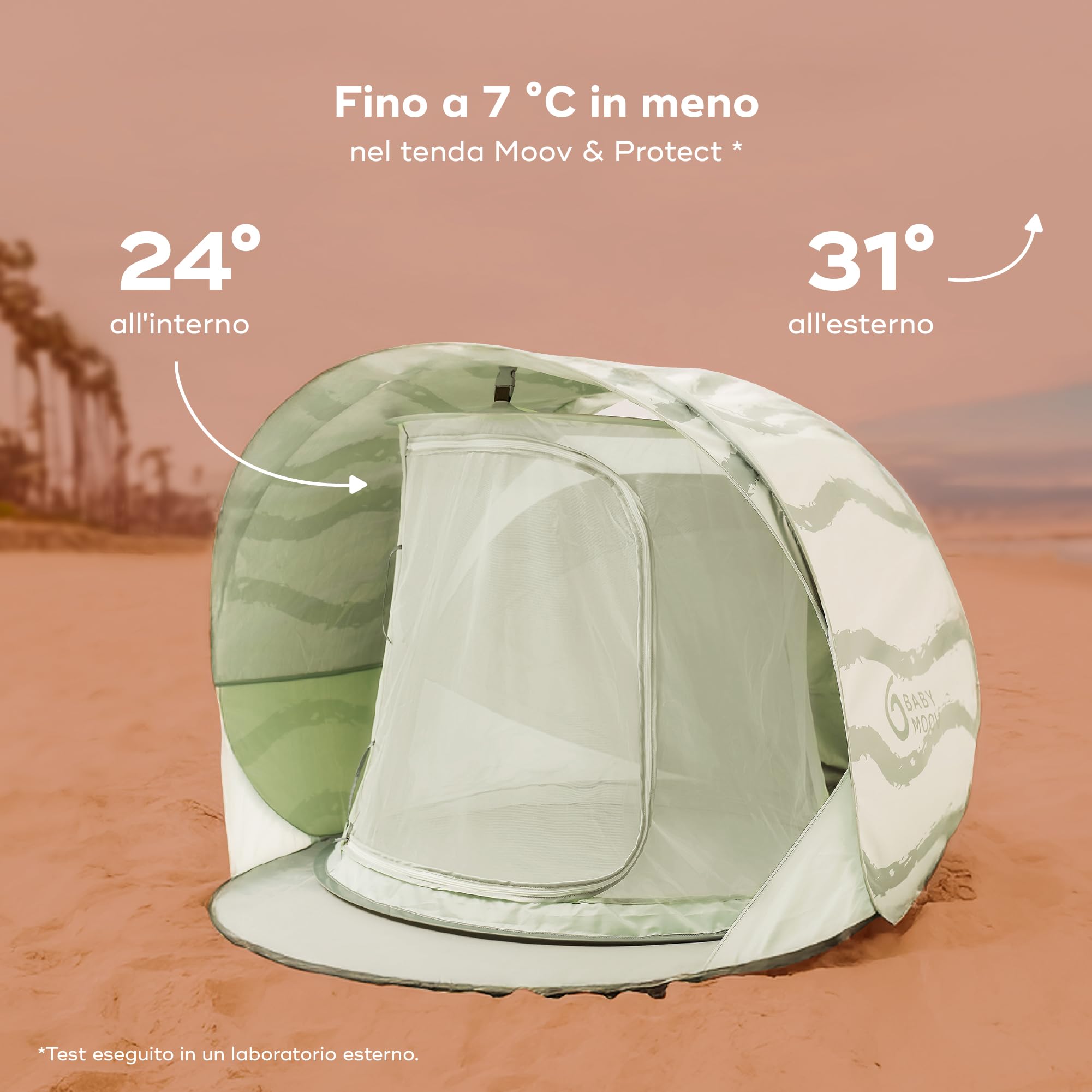 Babymoov Tenda anti-UV Moov & Protect - Alta protezione UPF 50+ - Tenda Rinfrescante - Grande Dimensione - Sistema Pop-Up - Zanzariera