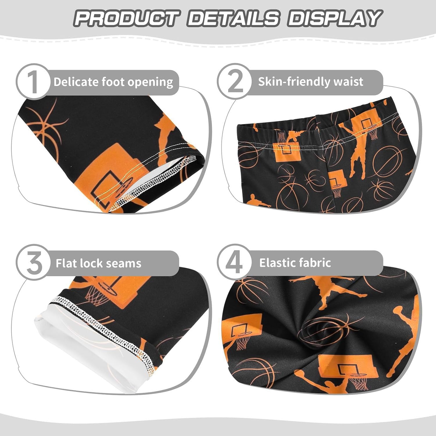 GAIREG Dance Leggings for Girls Orange Basketball Players