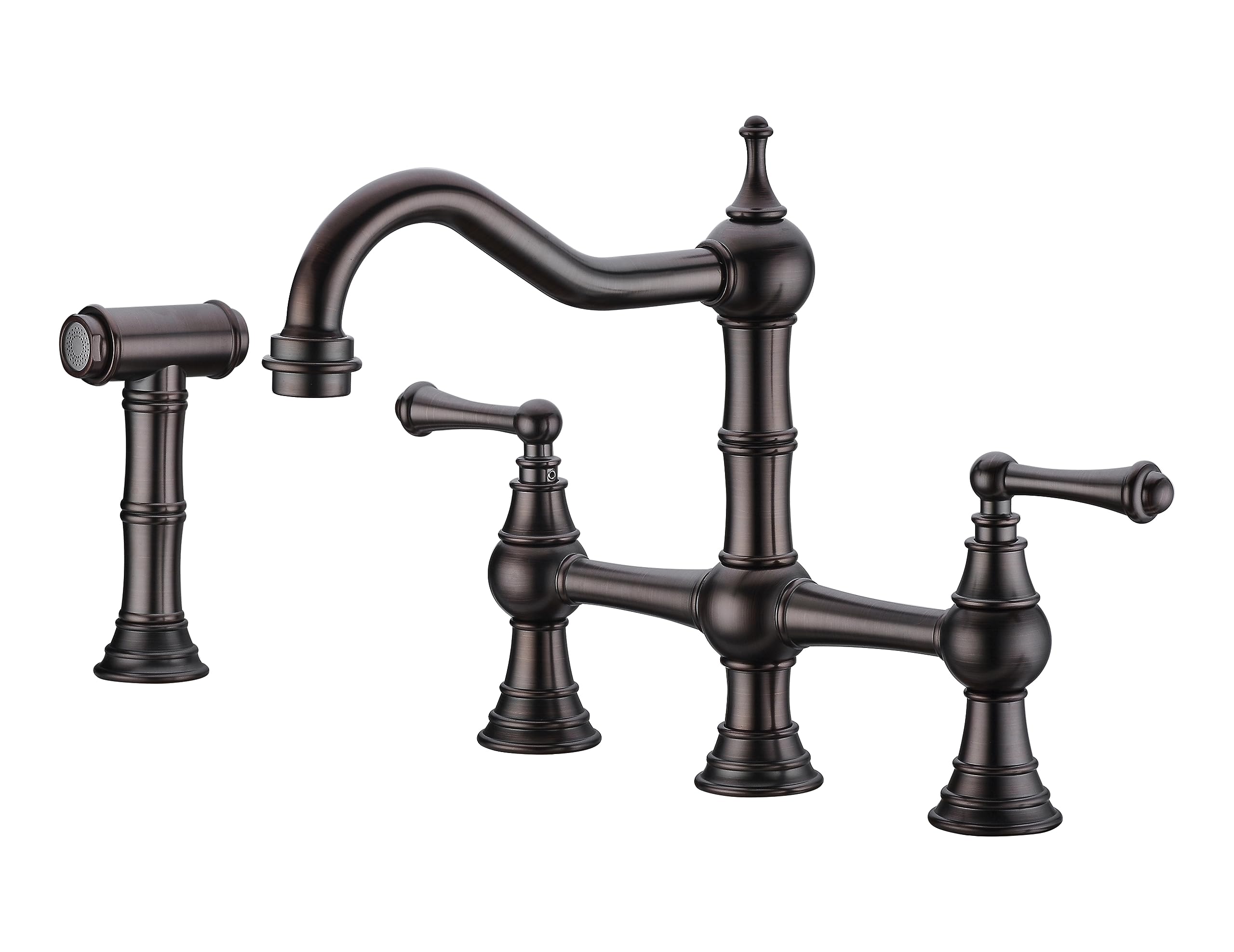 Mitigeur cuisine laiton antique 4 trous entraxe 8 pouces avec douchette
