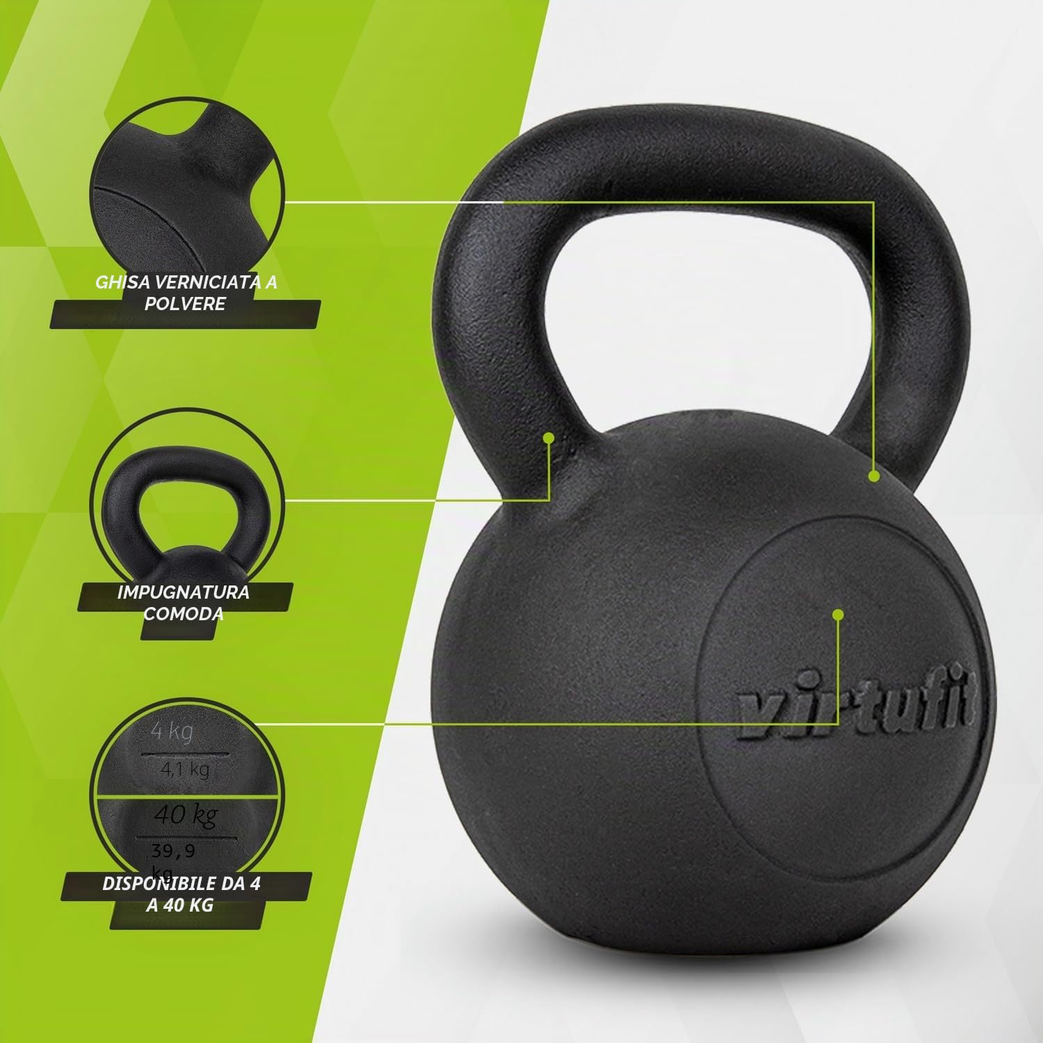 VirtuFit Kettlebell Pro - Kettle Bell - in ghisa - 24 kg