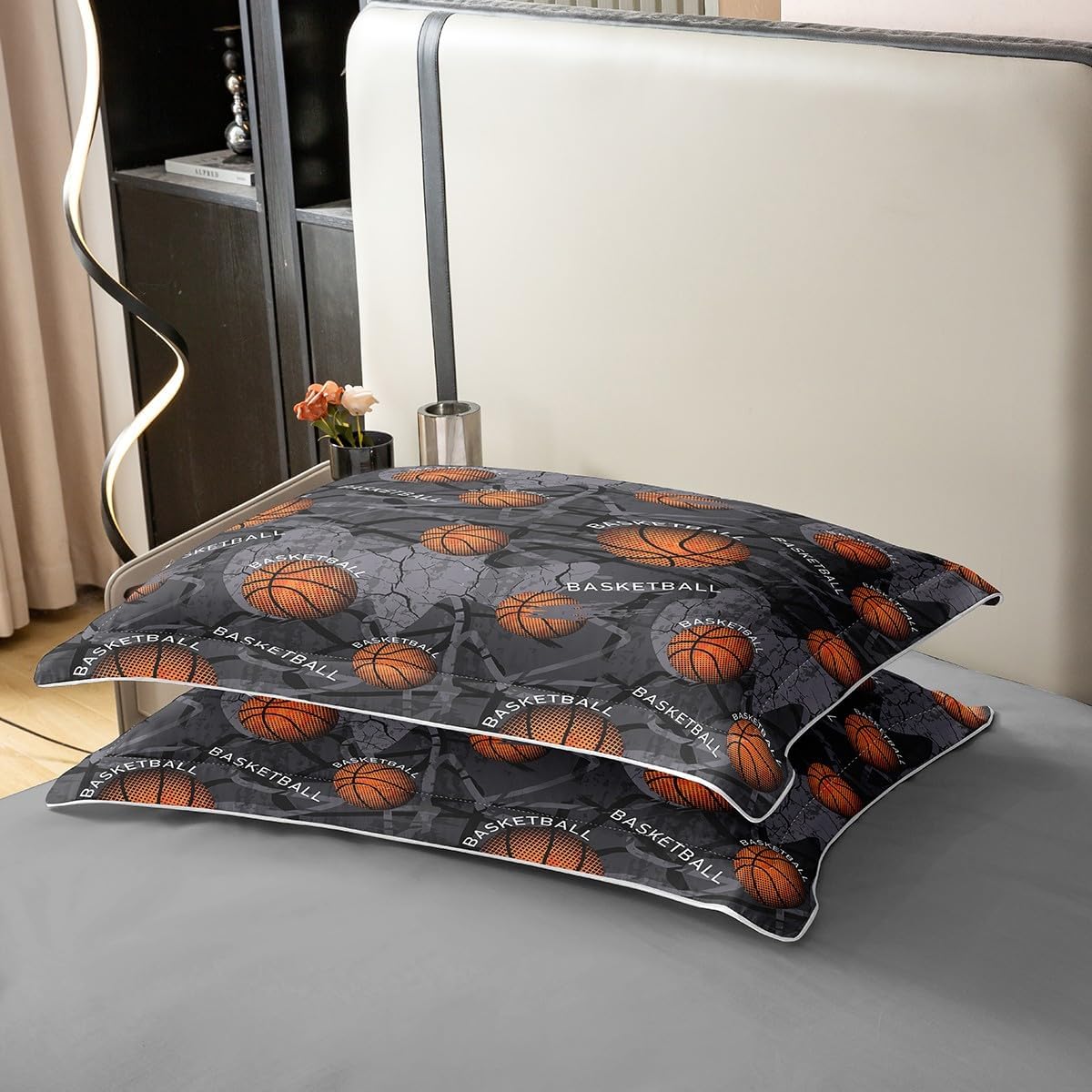 Feelyou Basketball Boys Girls 100% Cotton Duvet Cover Full Size Gaming Sports Bedding Set Ultra Soft Ball Games Comforter Cover Set Basketball Lover Bedspread Cover Basketball Player, No Comforter