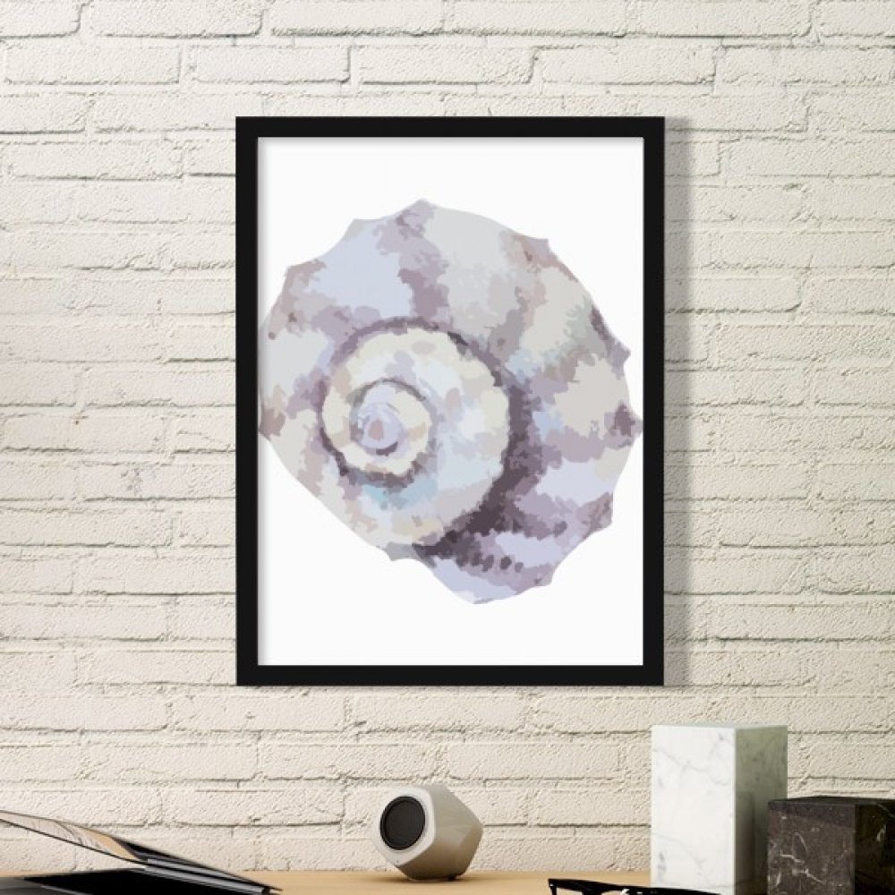 Illustration vie marine escargot cadre photo bois noir rectangle décoratif