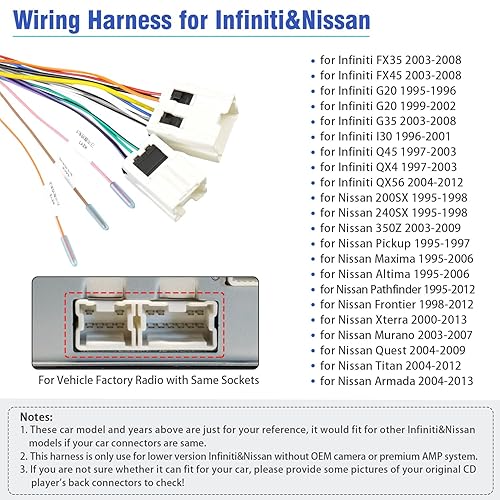 Miniatura 2 de Jayubien Arnés de cable de radio para conector estéreo Nissan, compatible con Altima Frontier Xterra Murano Armada Pathfinder Quest Infiniti Titan
