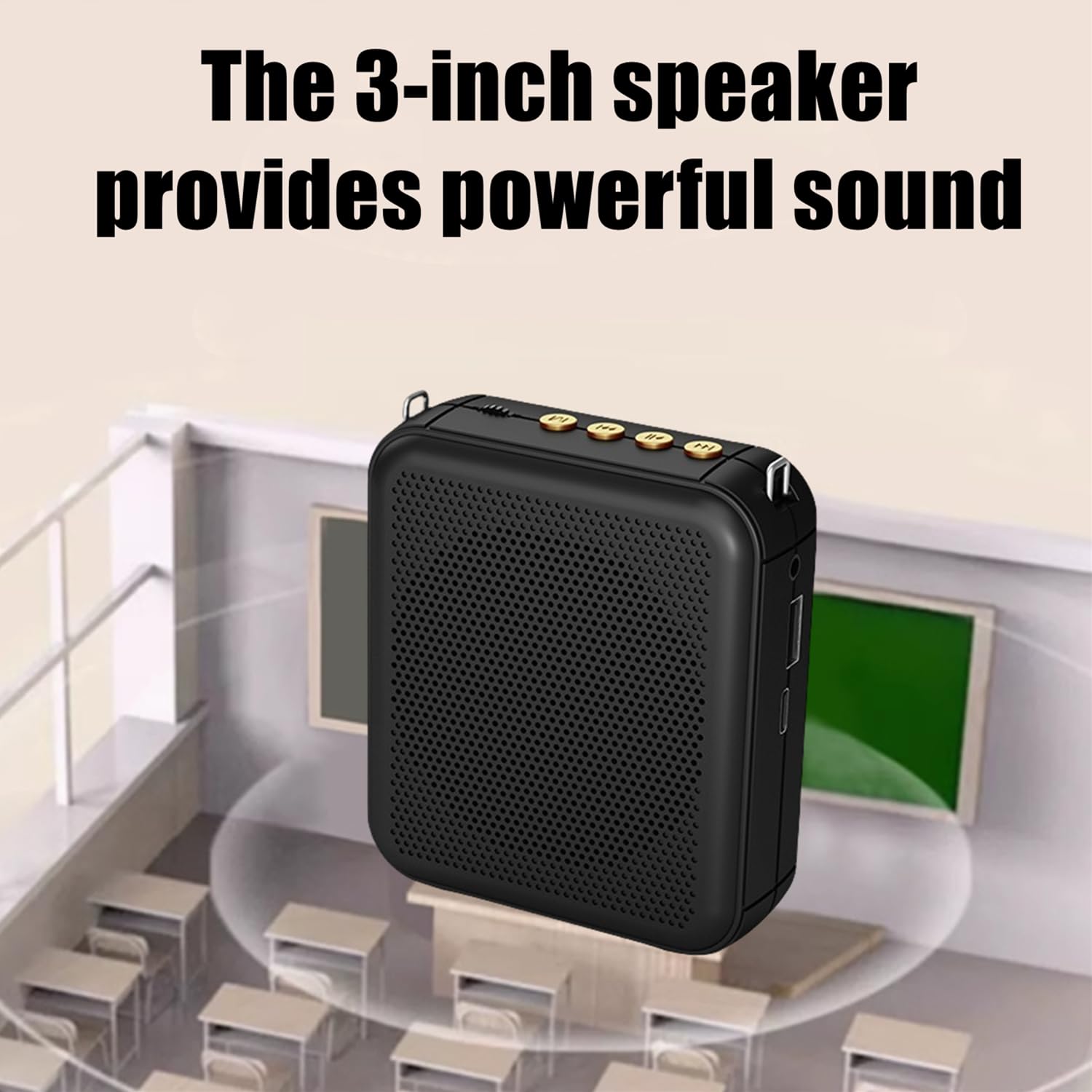 Amplificatore Vocale Ricaricabile Portatile Mini Altoparlante con Microfono Cablato Auricolare e Cintura Microfono Personale Altoparlante per Insegnanti Guida Turistica (Nero)