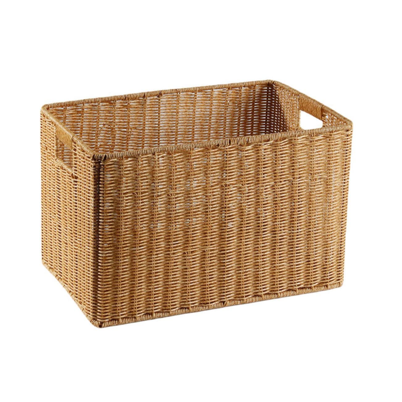 タイ産 Sop Mori Arts 籐製ダークブラウン筒型収納バスケット タイ産