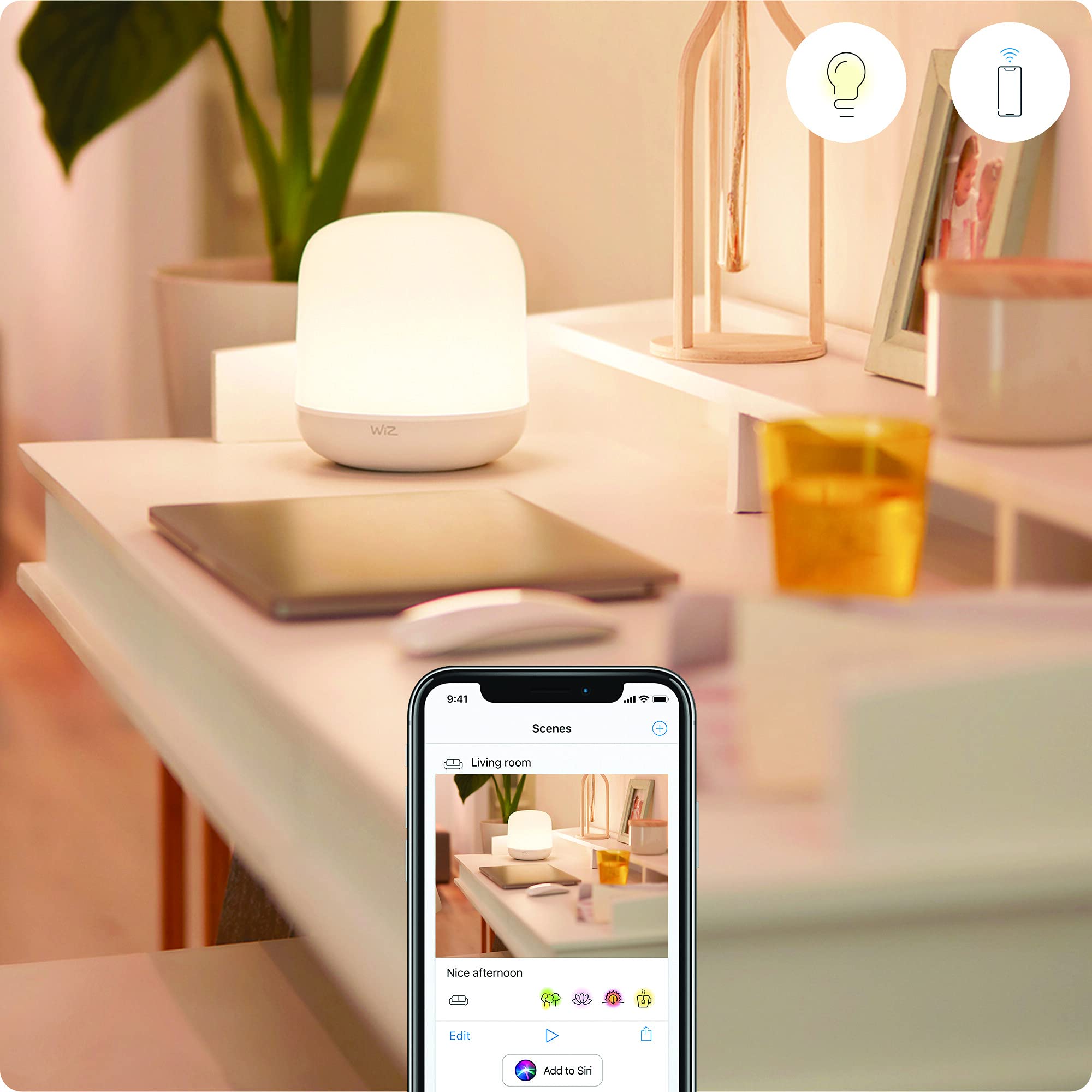 WiZ Inteligentna lampa stołowa Hero, 9W, Wi-Fi, Bluetooth, przenośna, wiele odcieni bieli, szeroka paleta kolorów, sterowanie aplikacją