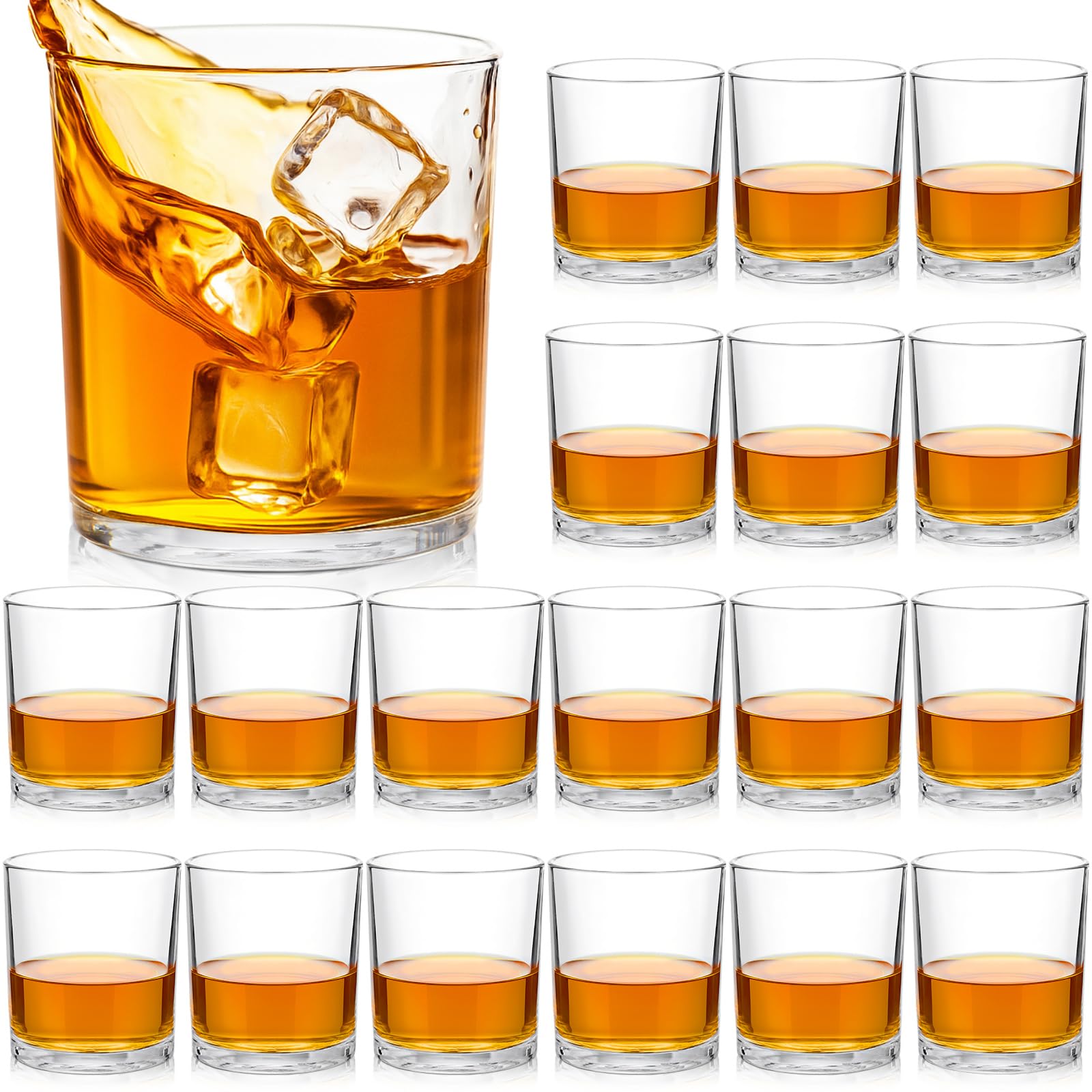 Yaomiao 18 Pcs Old Fashioned Whiskey Glasses Bulk 10 Oz Bourbon Glass Cocktail Rocks Glasses for Whiskey Bourbon