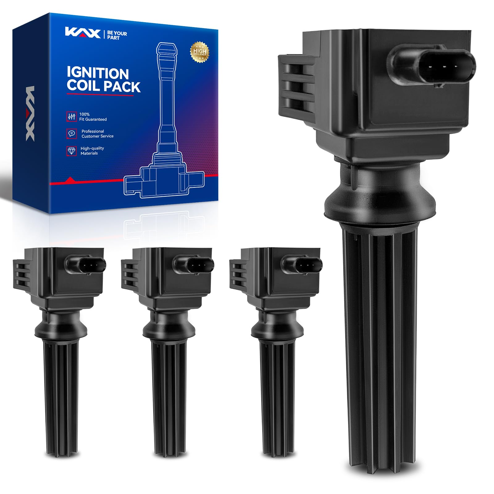 KAX 4 Ignition Coils for Ford Focus Fusion Escape Edge Mustang