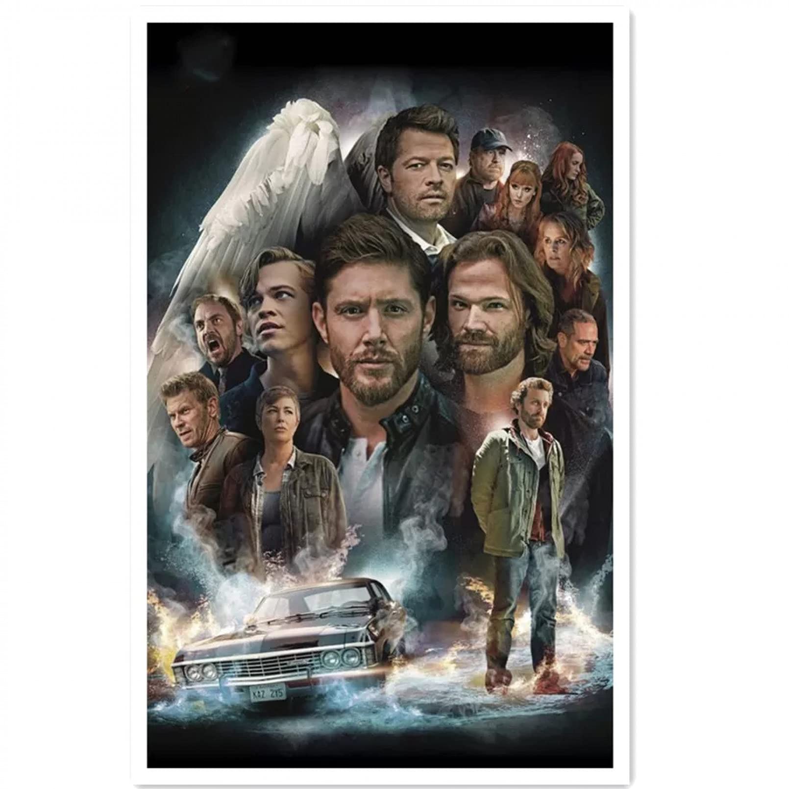 ERUZO 5D DIY Diamond Embroidery Diamond Painting Cross Stitch Supernatural TV Poster Full Round Rhinestone of Picture40x50cm
