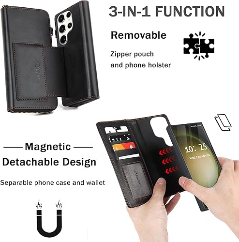 Miniatura 6 de Funda tipo cartera para Samsung Galaxy Note20 Ultra, funda tipo cartera multifunción, desmontable 3 en 1 magnética Note20 Ultra, funda para teléfono