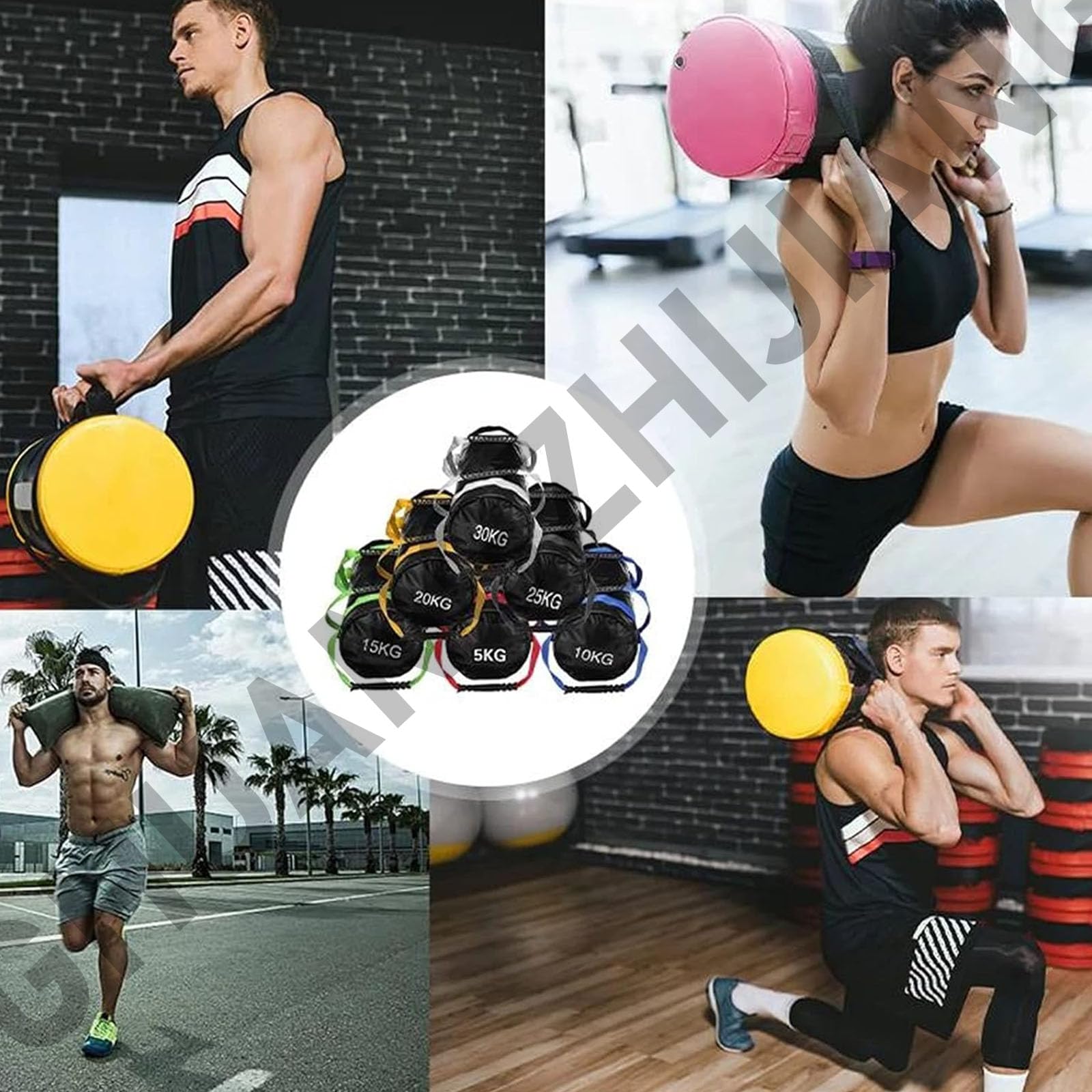 Schwerlast-Gewichtsandsack 30 kg (Sand Nicht enthalten) mit Griffen, funktionaler Trainingssack für Krafttraining, Gewichtheben, Cardio, Übungen und MMA, Heimfitnessgerät,orange