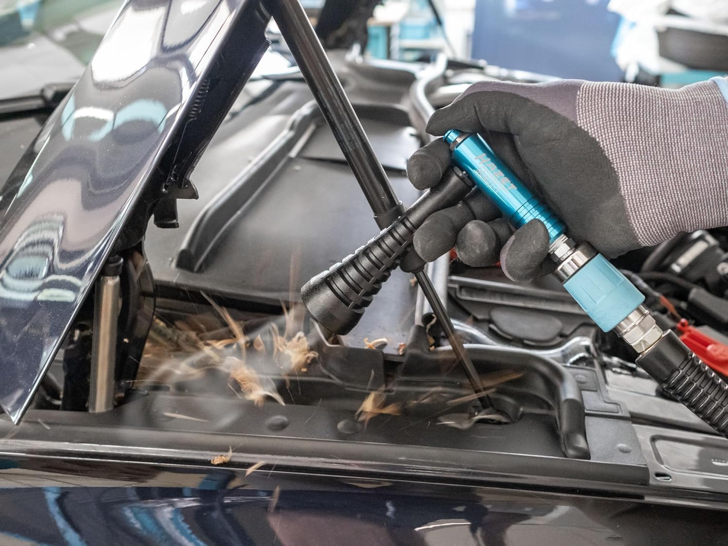 Pistola de aire turbo HAZET 9040T-1, boquilla de remolino para un fuerte impulso de aire, presión de trabajo de 6 bar, empuñadura ergonómica, eliminación rápida de virutas, polvo y mucho más