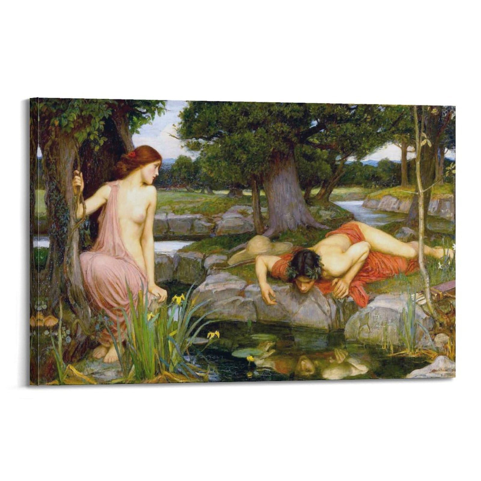 YMXSDIMDS Echo And Narcissus 1 by John William Waterhouse Painting Poster Art Canvas Decor Wall Print Photo Home Modern Decoratives 24x36inch(60x90cm)