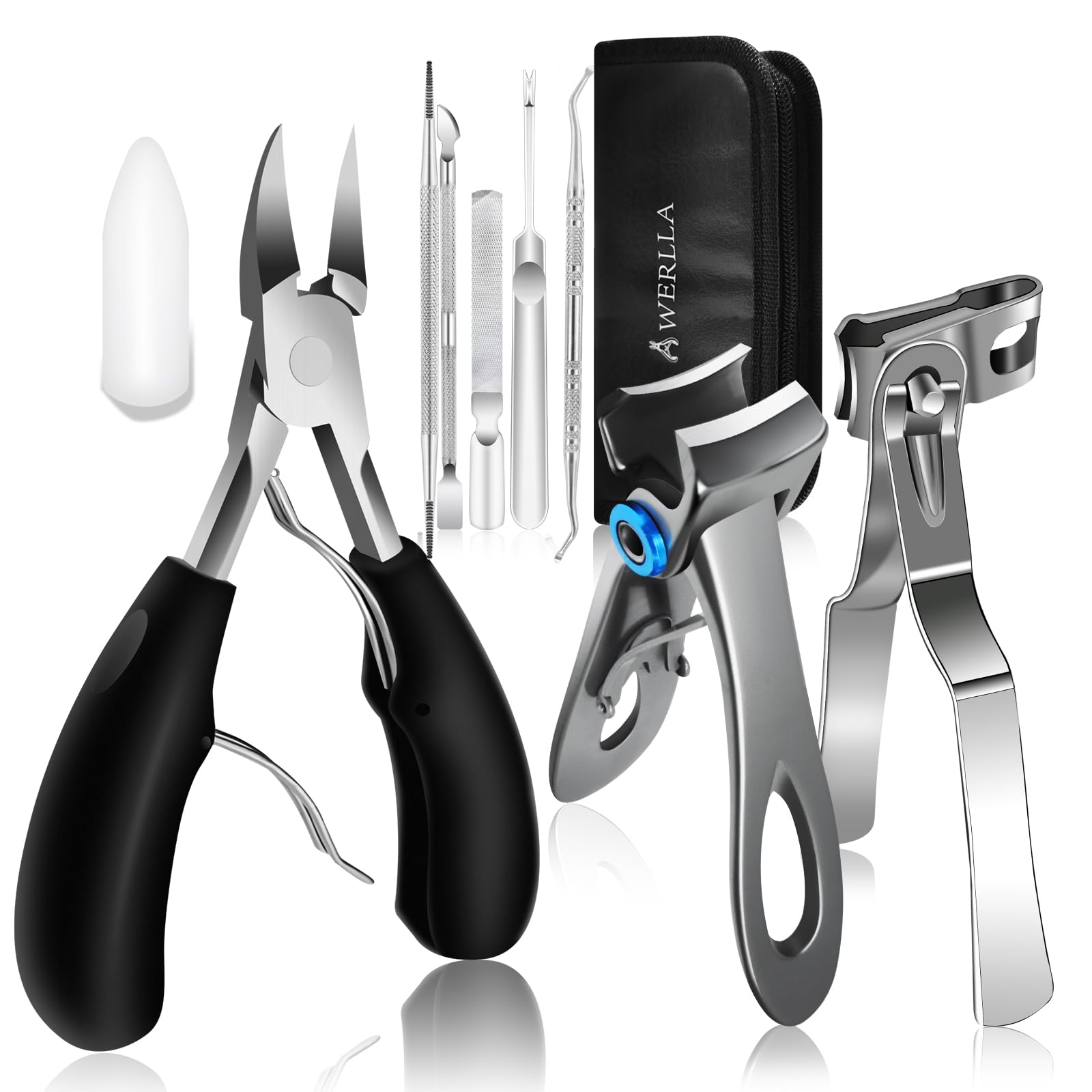 Werlla Toenail Clippers for Seniors Thick Toenails Heavy Duty Toe Nail Clippers Adult Thick Nails Long Handle Large