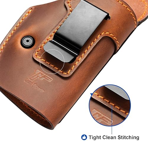 Miniatura 4 de Funda de cuero de grano completo compatible con Glock 17 19 22 31 42 43Taurus G2C G3C G3M&P ShieldHellcat XDM 40P320 P365Two para adaptarse a la