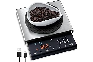 Coffee Scale with Timer, Accurate Kitchen Food Scale with Color LED Display,...