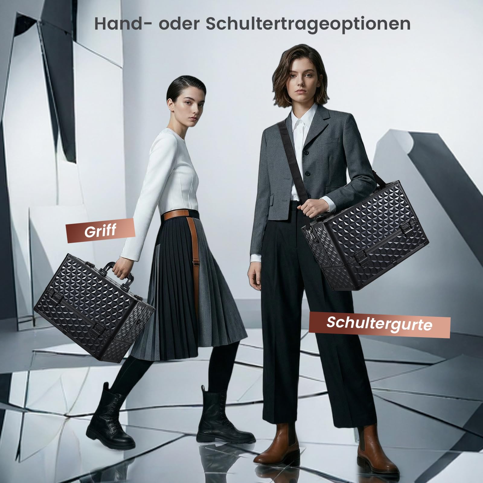 Alu Beautycase Kosmetikkoffer Schminkkoffer Make Up Organizer Aufbewahrung Schwarz